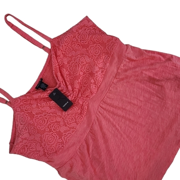 Torrid Crochet Babydoll Summer Top Size 3 Lightweight Spaghetti Strap Coral. - Picture 2 of 8